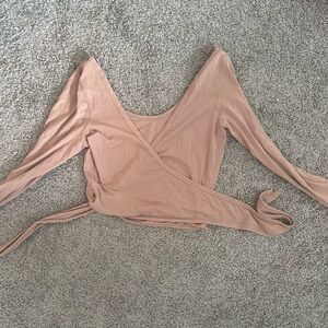 Women's Wrap-Front Long Sleeve Top - Blush